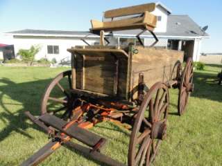   Original Antique Horse Drawn Wagon Western High Narrow Wooden Wheel