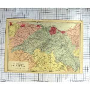  ANTIQUE MAP 1881 ENVIRONS EDINBURGH SCOTLAND FORTH