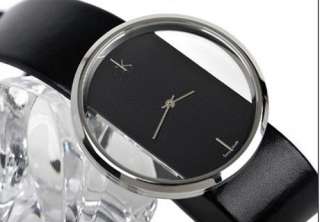   Leather Transparent Dial Hollow Personalized Quartz Wrist Watch  
