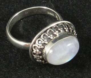 925 Sterling Silver Oval Rainbow Moonstone Finger Ring Size 9 Gold 