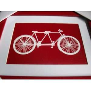  Red Tandem Bike Framed Art 8 x 10 by Artissimo Studio 