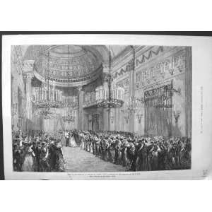  1875 EMPEROR AUSTRIA VENICE BALL PALACE ANTIQUE PRINT 