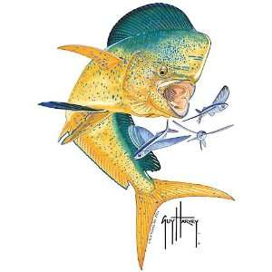  Guy Harvey Dolphin & Flyfish Decal WHITE