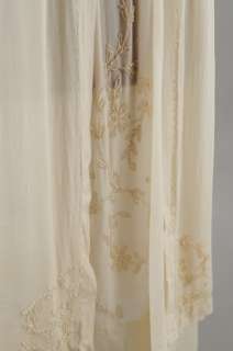 VINTAGE 20s Edwardian Sheer RYAON Silk Beaded Flapper WEDDING DRESS S 
