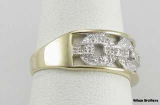 DIAMOND Chain Link Ladies RING 14k White & Yellow Gold  