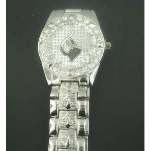 BABY PHAT SILVER CLASSIC WHITE DOTTED FACE N BLACK LOGO WATCH