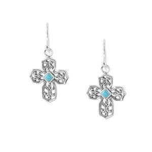  Barse Sterling Silver Turquoise Cross Earring Jewelry