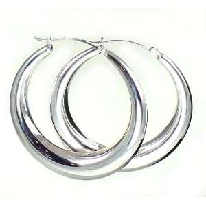 Betsey Johnson Medium Silver Tube Hoop Earrings