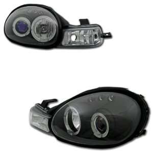 Dodge Neon 2Dr Headlights Black Blue Dual Halo LED Headlights 2000 