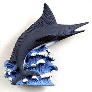    Hand Painted Stone Resin Blue Marlin Magnet