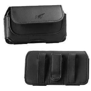 Black Leather Cover Fit Horizontal Pouch Carry Case Magnetic Closing 