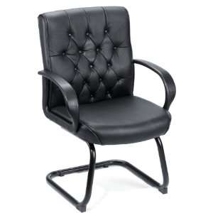  Boss Button Tufted Mid Back Guest Chair in Black Office 