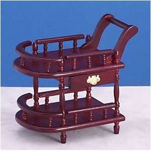  Dollhouse Miniature Mahogany Tea Cart 