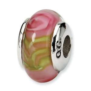   Sterling Silver Reflections Kids Pink Hand blown Glass Bead Jewelry