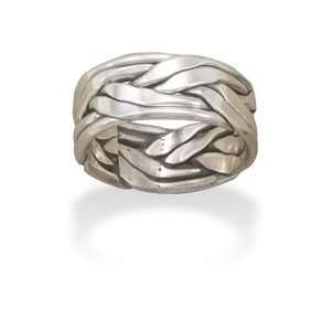   Silver Large Oxidized Double Row Braided Ring in Mens Sizes / Size 11