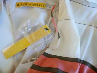 Alice+Olivia Carrie Silk Kimono Dress XS 0 2 UK 4 6 NWT $297 Coral Tan 