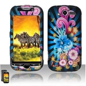  HTC Mytouch 2010 4g Rubberized Blue Flowers Design Cell 
