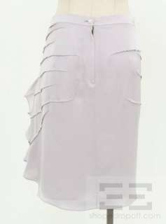 YSL Yves Saint Laurent Lilac Silk Ruffle Trim Skirt Size F42 NEW 