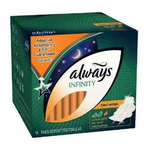 Always Infinity Overnight Protection Pads With Revolutionary Wings 14 