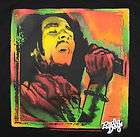 Bob Marley Singing T Shirt in Black Radio Days Licensed Rasta Colors 