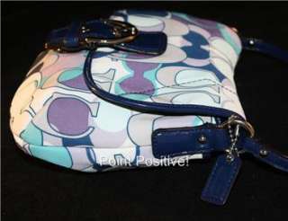   Coach Scarf Print Crossbody Bag Purse Bright Blue Patent Leather 46884