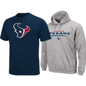  Houston Texans Navy T Shirt and Steel Hooded Sweatshirt 