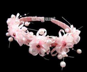 Pink Wedding Flower Girls Hair Band Headband Ribbon #1  