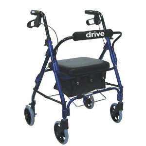   Low Handle Rollator Walker with Padded Seat and Backrest  Color Blue