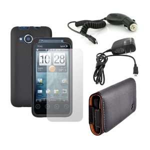  For HTC EVO Shift 4G Bundle Black Hard Case SP Charger 