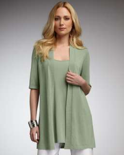 Long Short Sleeve Cardigan, Silk Jersey Sleeveless Tunic, Ombre 