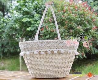 Women Sweet Lace Straw Beach Tote Shoulder Bag New #288  