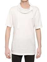 ANN DEMEULEMEESTER   GATHERED COLLAR JERSEY T SHIRT