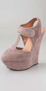 Caitlyn Suede T Strap Wedges  
