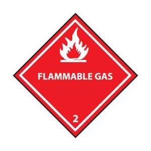    DOT Shipping Label, Flammable Gas 2, 4 x 4, Pressure Sensitive 