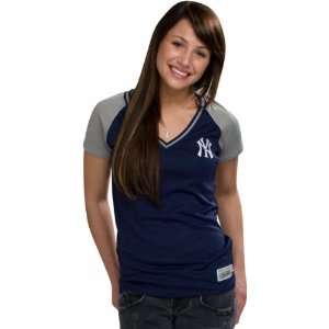 New York Yankees Womens In The Dust V Neck Jersey Fashion Top  