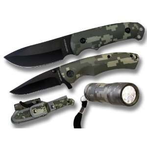     Hunting Knife, Folding Knife, & LED Flashlight