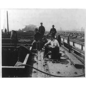  Man,pneumatic tools,railroad bridge construction,c1904 