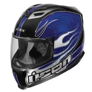  Icon Airframe Helmet , Color Blue, Style Claymore, Size 