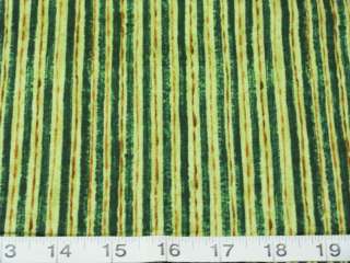 BTY DK GREEN, LIME GREEN STRIPE CATNIP COLLECTION COTTON FABRIC BLANK 