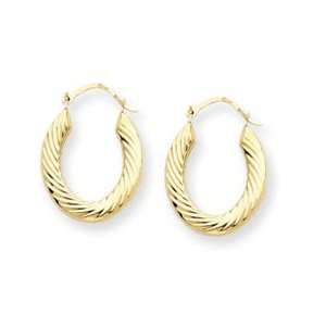  14k Gold Scalloped Shrimp Hoop Earrings Jewelry