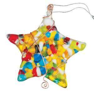  Fused Glass Multicolored Mosaic Star Ornament