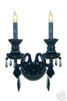 LIGHT JET BLACK WALL SCONCE WITH CRYSTALS  
