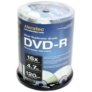  Aleratec 16x DVD R Media. 100PK DVD R 16X 4.7GB SILVER 