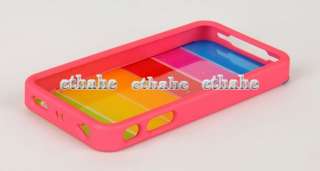 Rainbow Prints Cover Case Skin for iPhone 4 Pink FDE19E  