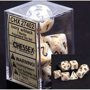  Chessex Dice Polyhedral 7 Die Marble Dice Set   Ivory 