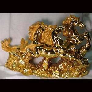  3 Golden Horses Figurine 