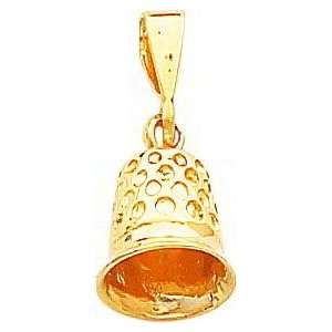  14K Yellow Gold 3D Thimble Charm Jewelry