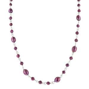 Purple Freshwater Cultured Pearl Necklace with Heart Shaped Sterling 