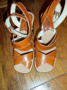Michael Kors Stack Heel Strappy Ankle Wrap Sandals Size 8.5 M Heel 4 