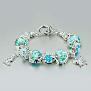 Combination Blue Beads Snake Chain Accessories Bracelets Murano Glass 